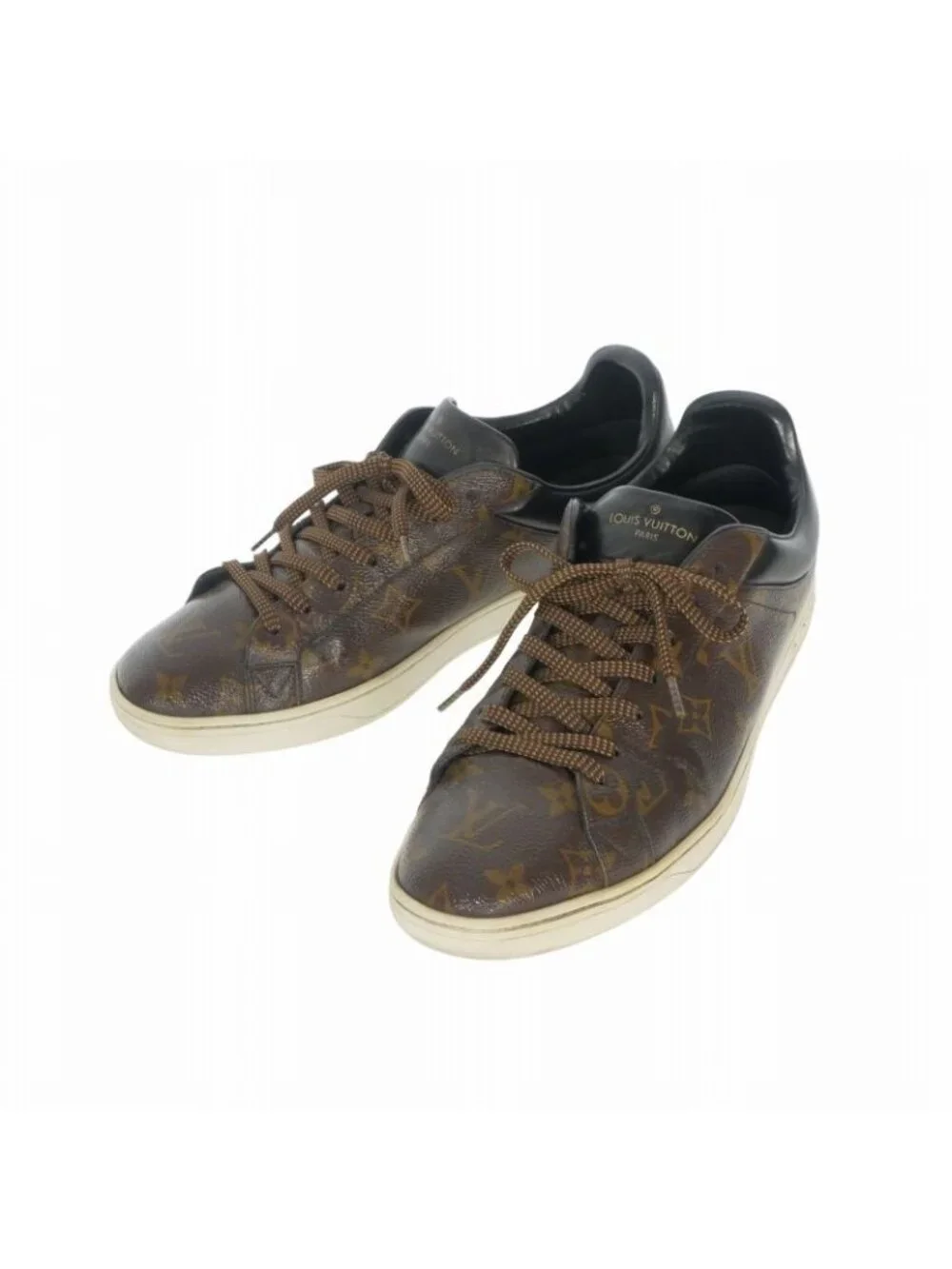 Louis Vuitton Lecreasing Line Monogram Leather Low Cut Sneakers Brown 8